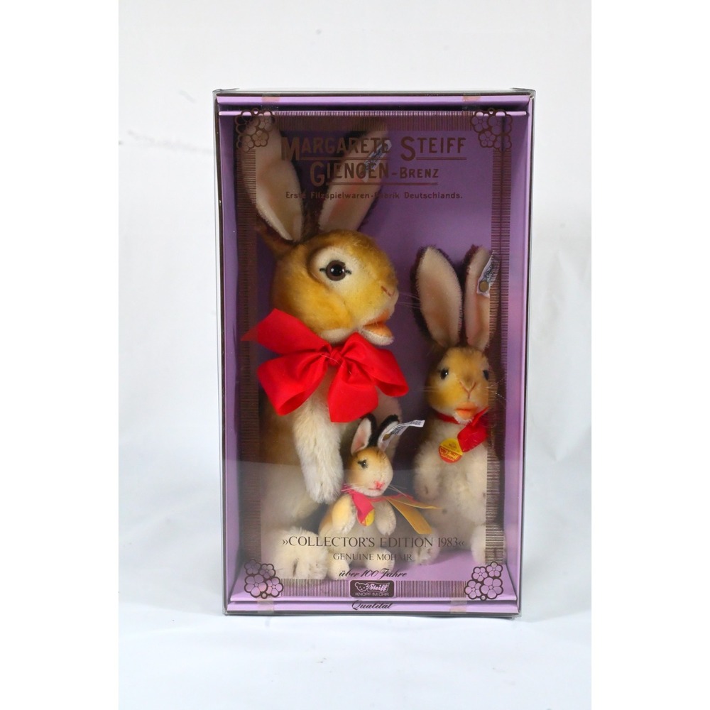 1983 STEIFF COLLECTOR 3 piece MANNI BUNNY RABBIT COLLECTOR EDITION SET RARE MINT